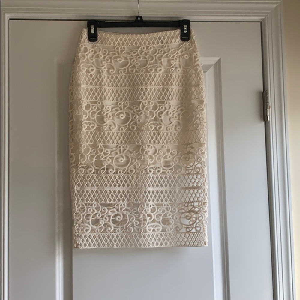 Express white lace pencil skirt